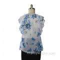 Damesblouse Print Clip Dot Chiffon